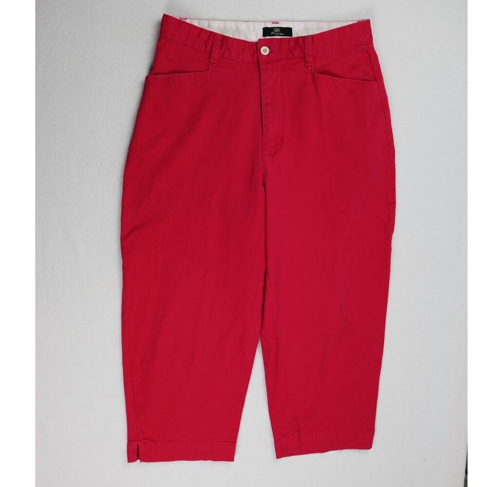 Vintage Lee Khakis Women 10M Pink Mid Rise Straight Capri Pants